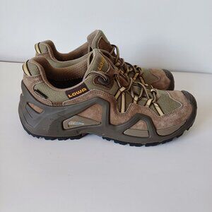 Lowa GTX Suede Leather Hiking Trail Shoes Sneakers Brown Olive Green Womens Sz 9
